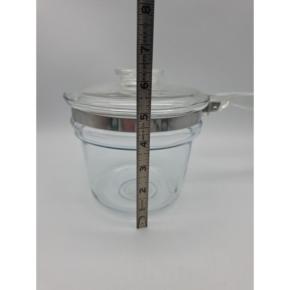Pyrex Flameware 6283L 1.5 Quart Clear Glass Pot Saucepan with Lid Vintage MCM - Picture 8 of 10